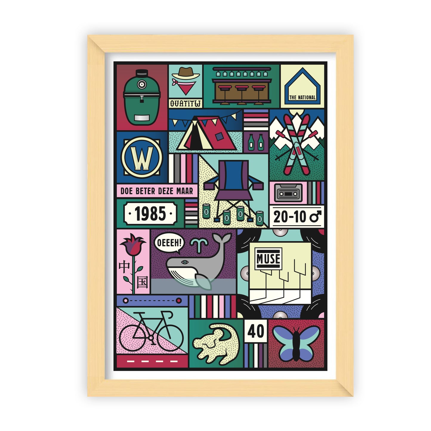 Custom made poster, ontwerp door Matzwart en verkrijgbaar bij cadeauwinkel 'A Given Horse'. Arnoud, ingelijst.