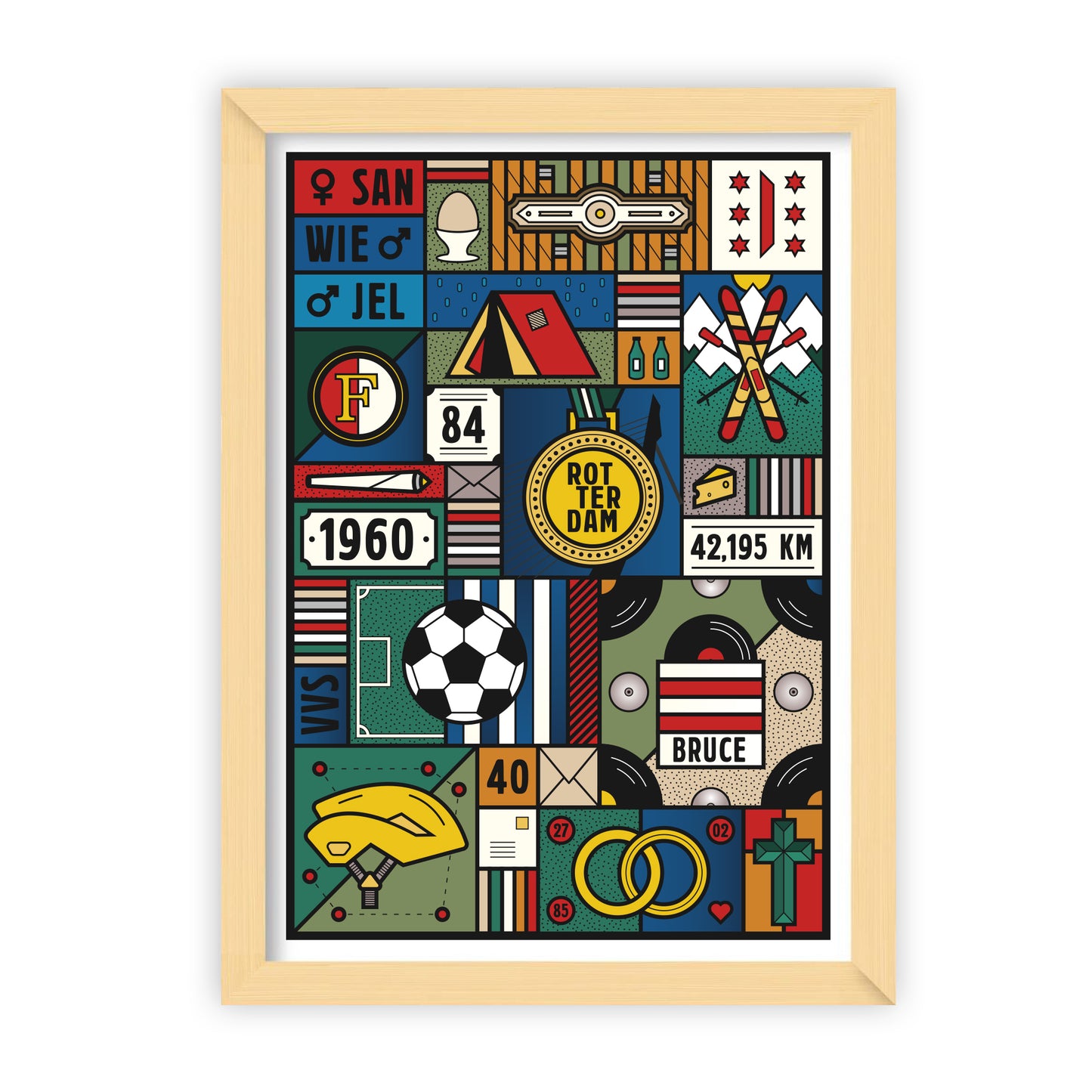 Custom made poster, ontwerp door Matzwart en verkrijgbaar bij cadeauwinkel 'A Given Horse'. Jaap en Carla, ingelijst.