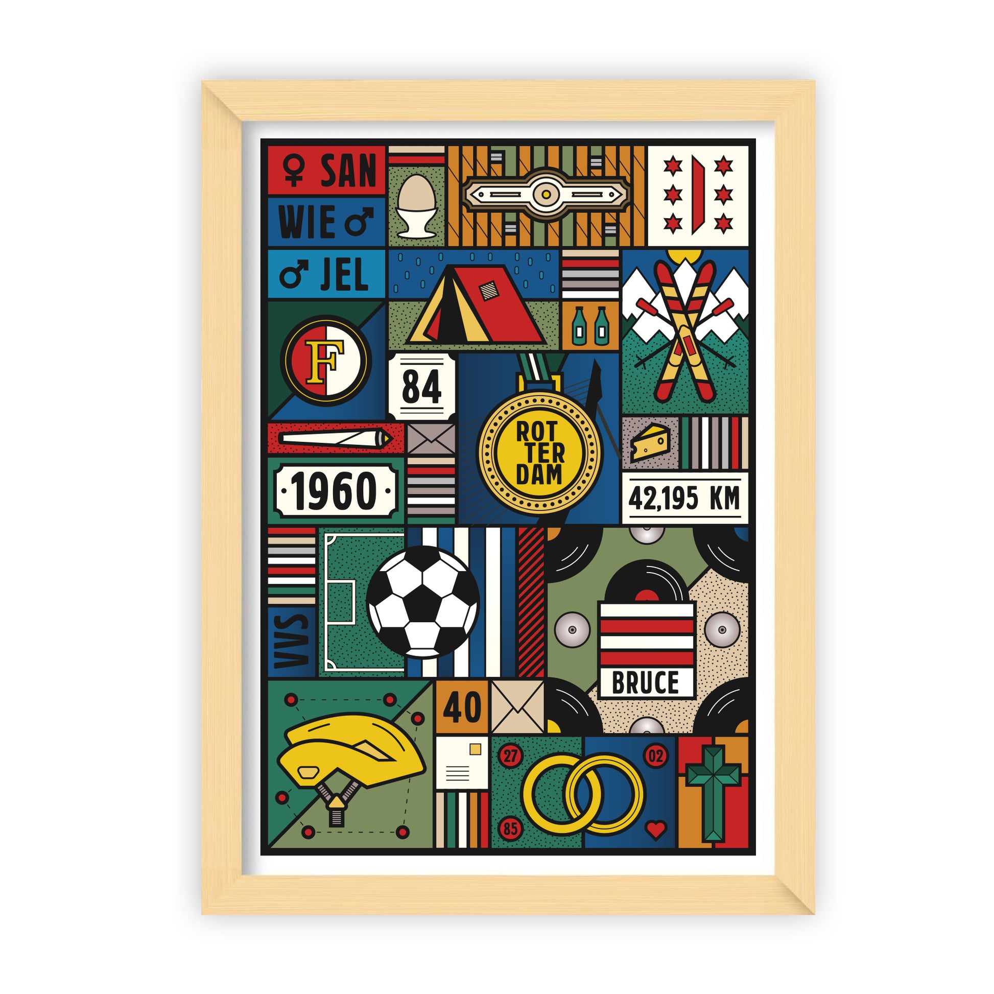 Custom made poster, ontwerp door Matzwart en verkrijgbaar bij cadeauwinkel 'A Given Horse'. Jaap en Carla, ingelijst.