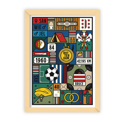 Custom made poster, ontwerp door Matzwart en verkrijgbaar bij cadeauwinkel 'A Given Horse'. Jaap en Carla, ingelijst.