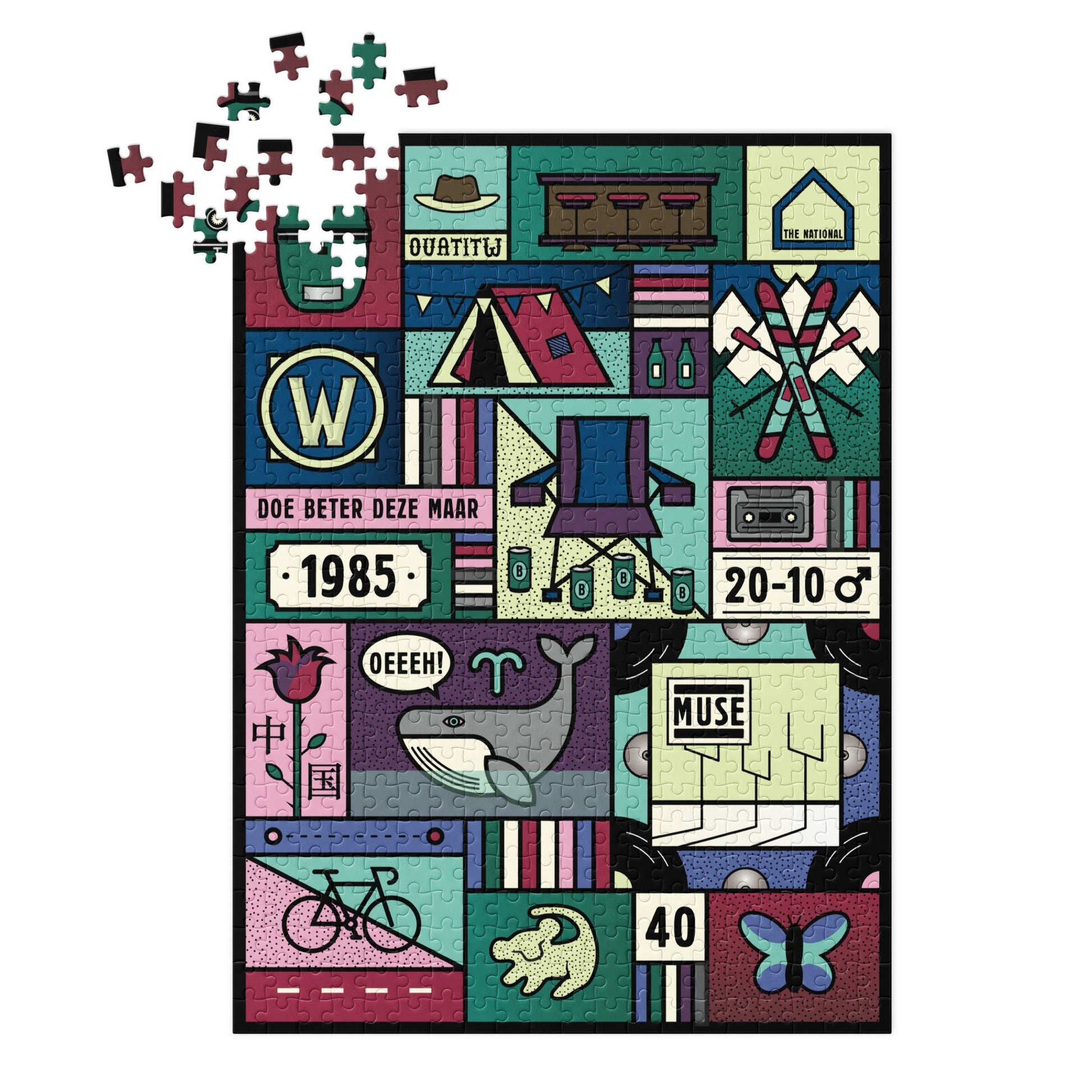 Custom made puzzel, ontwerp door Matzwart en verkrijgbaar bij cadeauwinkel 'A Given Horse'. Arnoud, bijna compleet.