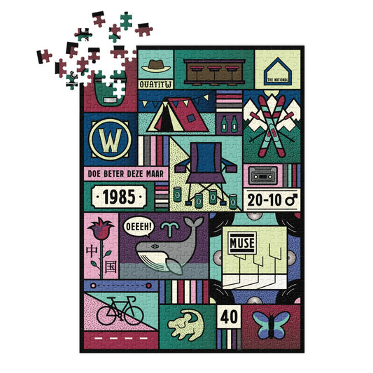 Custom made puzzel, ontwerp door Matzwart en verkrijgbaar bij cadeauwinkel 'A Given Horse'. Arnoud, bijna compleet.