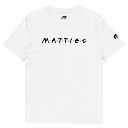 Wit T-Shirt met de tekst 'Matties', ontwerp door De Zwarte Markt en verkrijgbaar bij cadeauwinkel 'A Given Horse'. Voorkant.