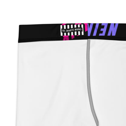 Zwarte legging met een all-over print van het NEIK logo, ontwerp door De Zwarte Markt en verkrijgbaar bij cadeauwinkel 'A Given Horse'. Detail.