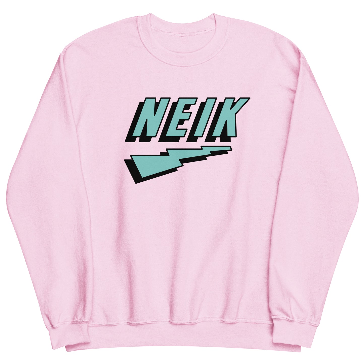 Lichtroze trui met het NEIK logo, ontwerp door De Zwarte Markt en verkrijgbaar bij cadeauwinkel 'A Given Horse'. Voorkant.