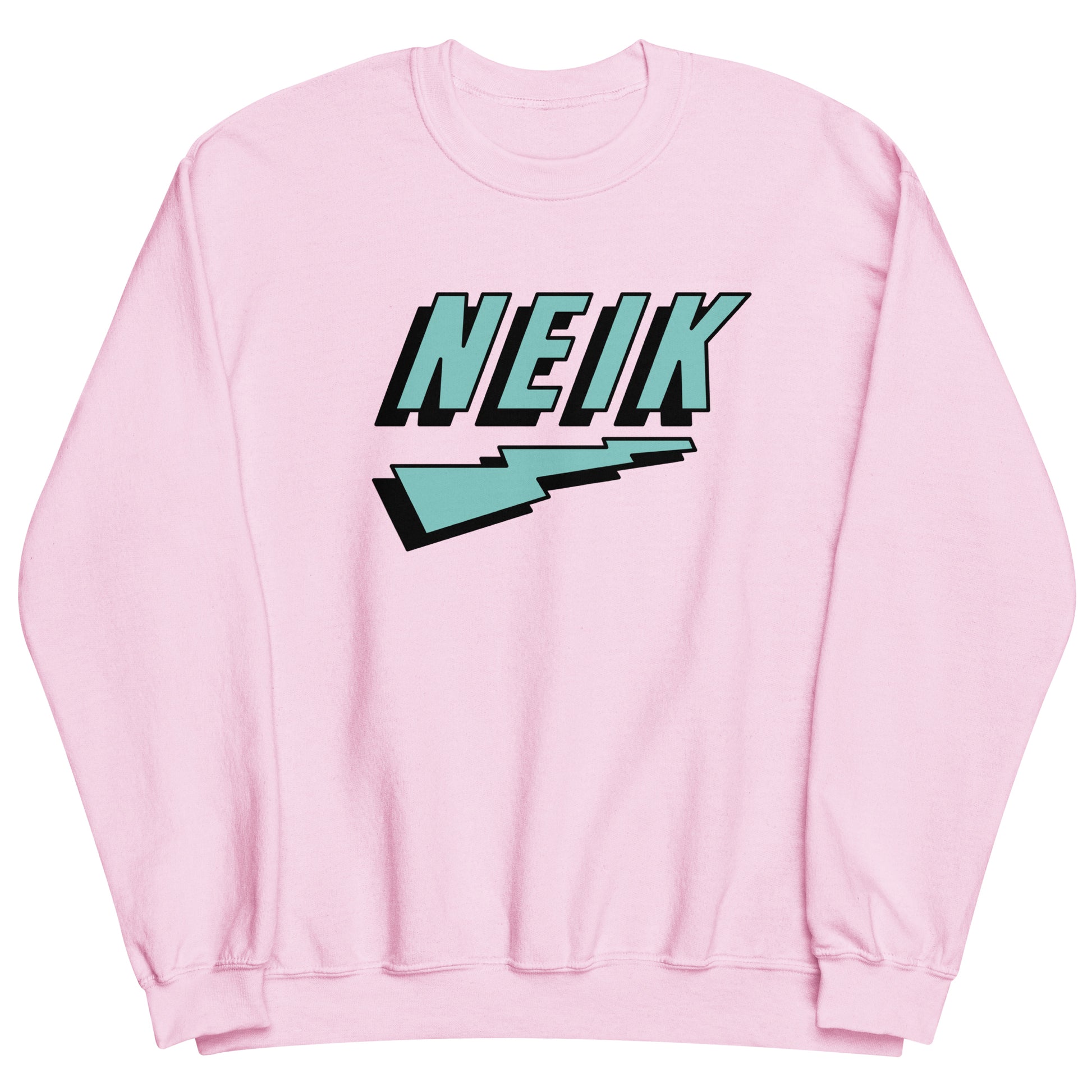 Lichtroze trui met het NEIK logo, ontwerp door De Zwarte Markt en verkrijgbaar bij cadeauwinkel 'A Given Horse'. Voorkant.