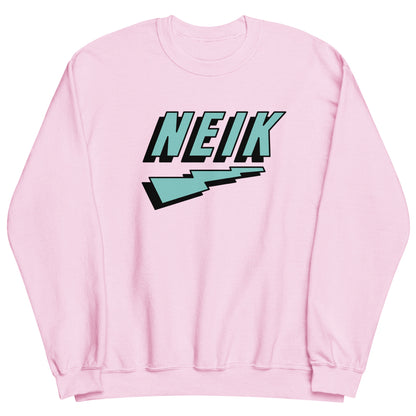 Lichtroze trui met het NEIK logo, ontwerp door De Zwarte Markt en verkrijgbaar bij cadeauwinkel 'A Given Horse'. Voorkant.