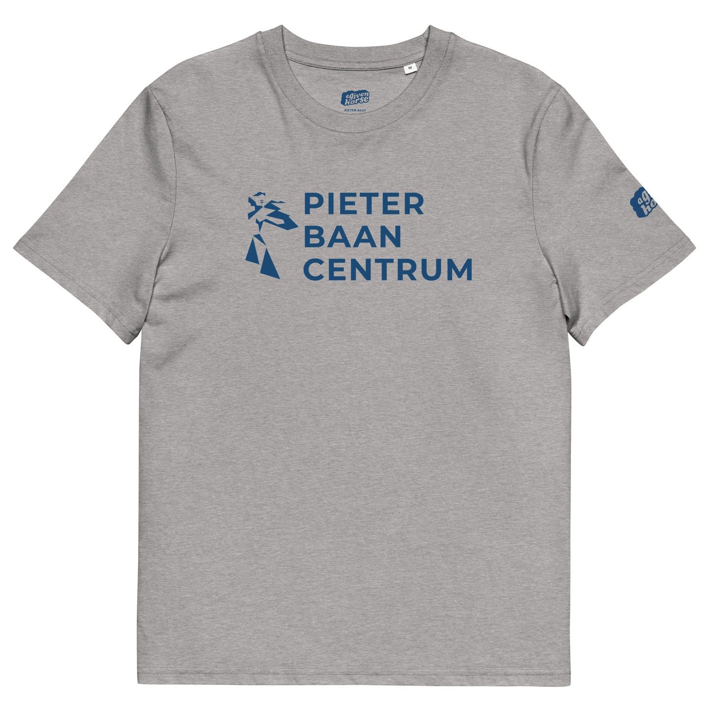 Grijs T-Shirt met de tekst 'Pieter Baan Centrum', ontwerp door De Zwarte Markt en verkrijgbaar bij cadeauwinkel 'A Given Horse'. Voorkant.